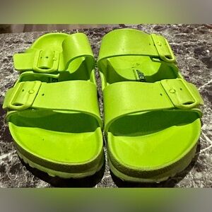 Birkenstock Neon Lime Two-Strap Kids Sandals